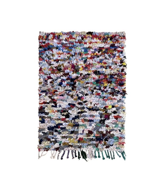 Tapis Berbere marocain en textiles recyclés 117 x 159 cm des créatures d'habitude