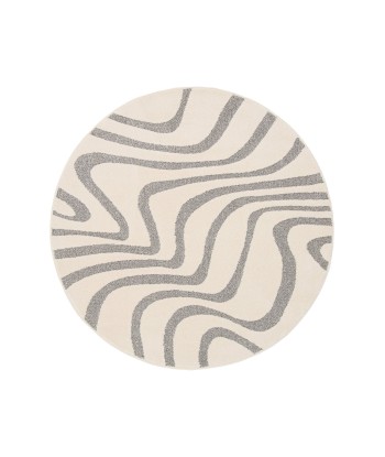 Tapis rond design avec effet relief NAYA en linge