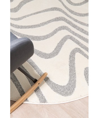 Tapis rond design avec effet relief NAYA en linge