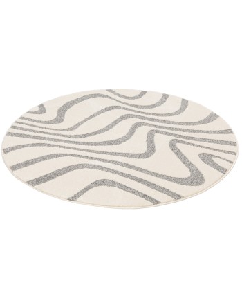 Tapis rond design avec effet relief NAYA en linge