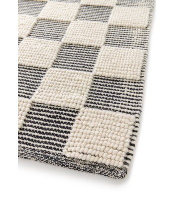 Tapis en laine et coton a carreaux fait main doux GABIN pas chere