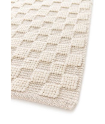 Tapis en laine et coton a carreaux fait main doux GABIN de technologie