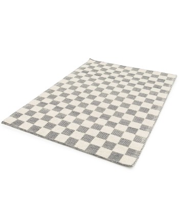 Tapis en laine et coton a carreaux fait main doux GABIN pas chere