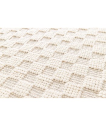 Tapis en laine et coton a carreaux fait main doux GABIN de technologie