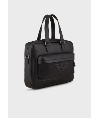 Emporio Armani Sac business en cuir régénéré imprimé saffiano Véritable concentré