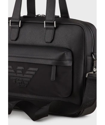 Emporio Armani Sac business en cuir régénéré imprimé saffiano Véritable concentré