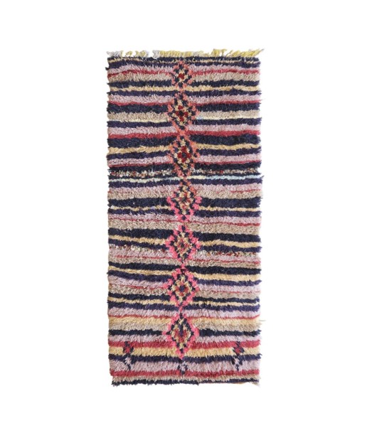 Tapis Berbere marocain laine coton 208 x 93 cm VENDU rembourrage situé sous