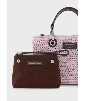 Emporio Armani Petit sac cabas MyEA Bag en paille tressée destockage