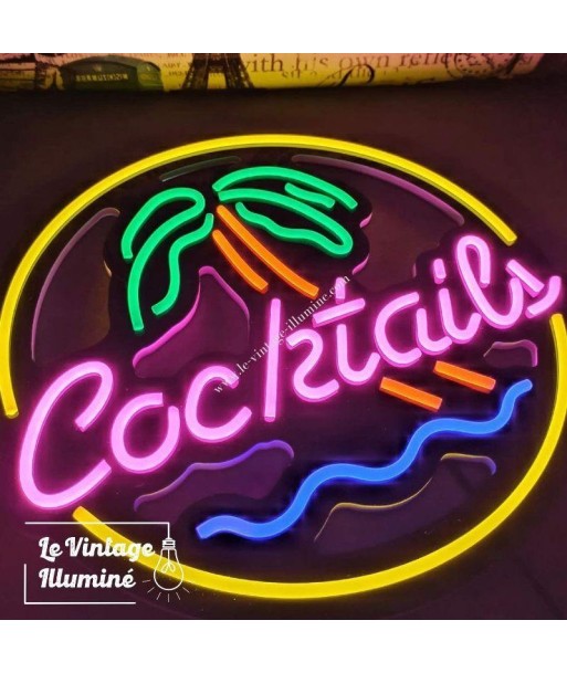 Néon LED Cocktail 40 x 40 cm commande en ligne