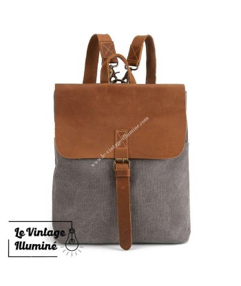 Sac à Dos Vintage Femme Cuir et Canvas rembourrage situé sous