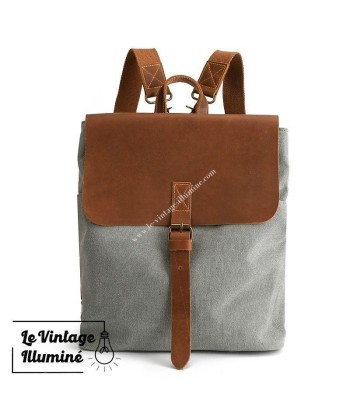 Sac à Dos Vintage Femme Cuir et Canvas rembourrage situé sous