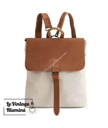 Sac à Dos Vintage Femme Cuir et Canvas rembourrage situé sous