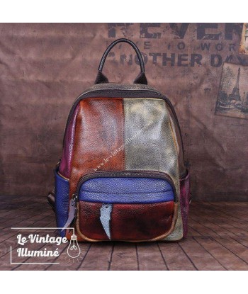 Sac à dos Vintage Femme Cuir Multicolore livraison gratuite