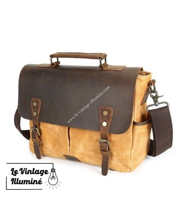 Cartable Vintage En Cuir et Canvas 3 Coloris prix pour 