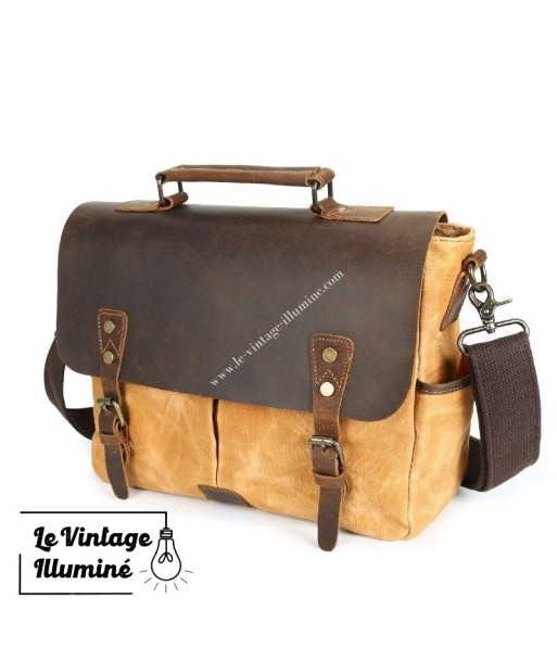 Cartable Vintage En Cuir et Canvas 3 Coloris prix pour 