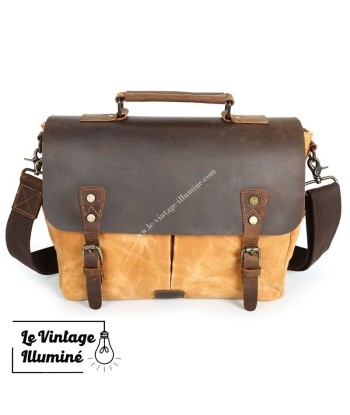 Cartable Vintage En Cuir et Canvas 3 Coloris prix pour 