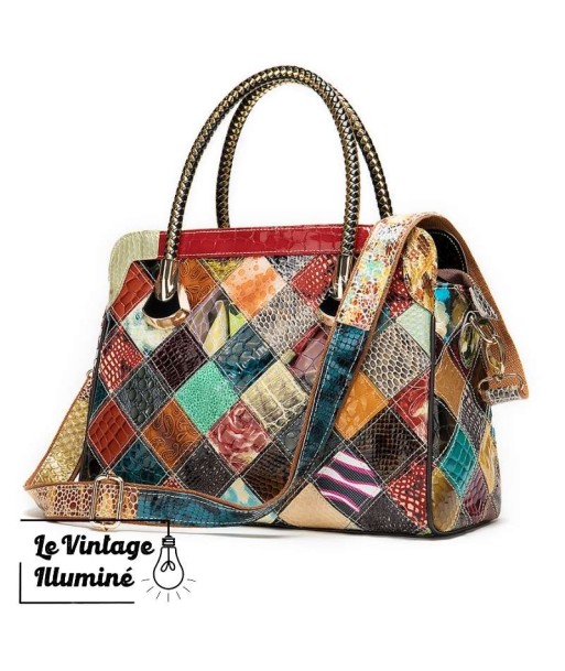 Sac à Main Vintage Cuir Patchwork Par le système avancé 