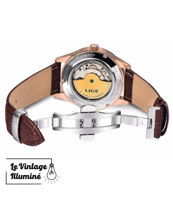 Montre Mécanique Homme Avec Bracelet Cuir de pas cher