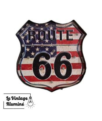 Enseigne Lumineuse Vintage Route 66 LED 34.5 x 35 cm pas cheres