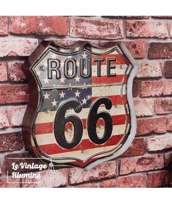 Enseigne Lumineuse Vintage Route 66 LED 34.5 x 35 cm pas cheres