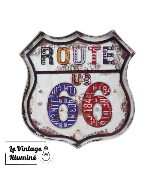 Enseigne Lumineuse Vintage Route 66 Blanche 34.5 x 35 cm online