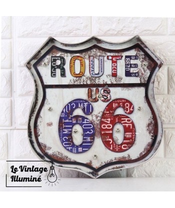 Enseigne Lumineuse Vintage Route 66 Blanche 34.5 x 35 cm online