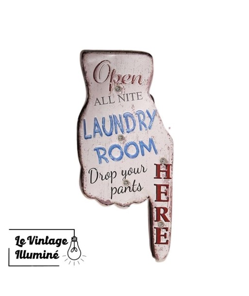 Enseigne Vintage à LED Laundry Room 41x18cm Paris Déstockage Promo