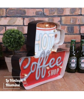 Enseigne Vintage à LED Hot Coffee Shop 35x29cm à prix réduit toute l'année