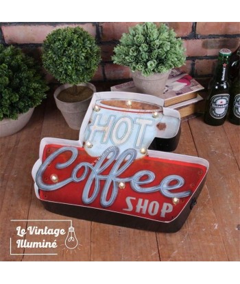 Enseigne Vintage à LED Hot Coffee Shop 35x29cm à prix réduit toute l'année