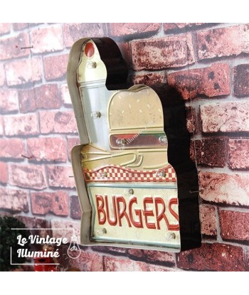 Enseigne Vintage à LED Burgers 28x39cm en ligne