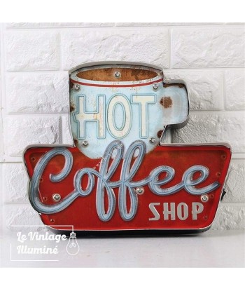 Enseigne Vintage à LED Hot Coffee Shop 35x29cm à prix réduit toute l'année