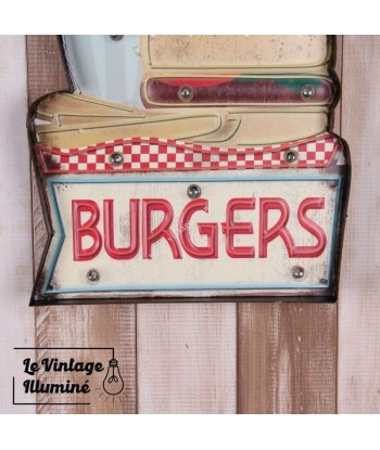 Enseigne Vintage à LED Burgers 28x39cm en ligne