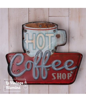 Enseigne Vintage à LED Hot Coffee Shop 35x29cm à prix réduit toute l'année