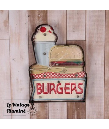 Enseigne Vintage à LED Burgers 28x39cm en ligne