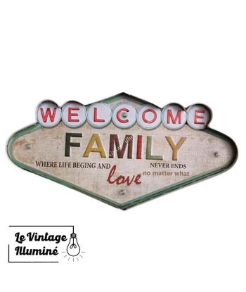 Enseigne Vintage à LED Family 49x25cm Venez découvrir notre 