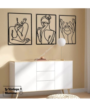 Décoration Murale Métal Noir Silhouette 3 pièces vente chaude votre 