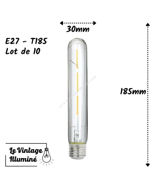 Lots de 10 ampoules LED (E27 - T185) de technologie