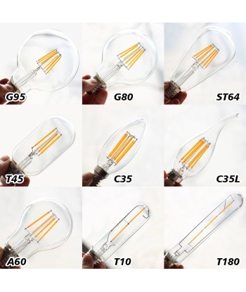 Lots de 10 ampoules LED (E27 - T185) de technologie