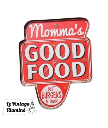 Enseigne Vintage à LED Momma's Good Food  32x41cm destockage