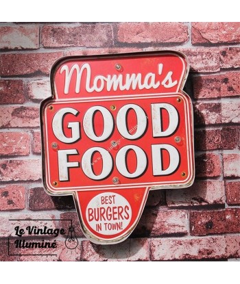 Enseigne Vintage à LED Momma's Good Food  32x41cm destockage