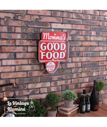 Enseigne Vintage à LED Momma's Good Food  32x41cm destockage