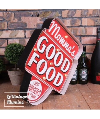 Enseigne Vintage à LED Momma's Good Food  32x41cm destockage