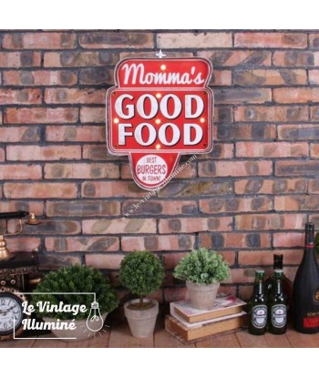 Enseigne Vintage à LED Momma's Good Food  32x41cm destockage