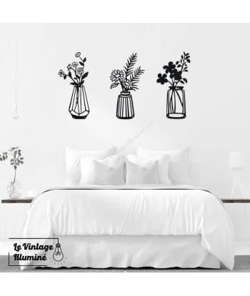 Décoration Murale Métal Noir Vases 3 Pièces soldes