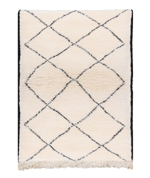 Tapis berbere authentique marocain laine noir blanc Semmarine de la marque